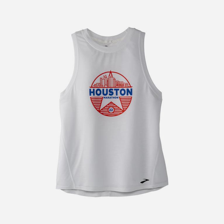 Brooks Houston22 Distance Graphic Israel - Women's Running Tank Top - White/26.2 Star (24790-XNHT)